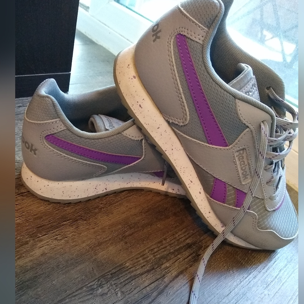 Reebok Gray and Purple Retro Sneakers